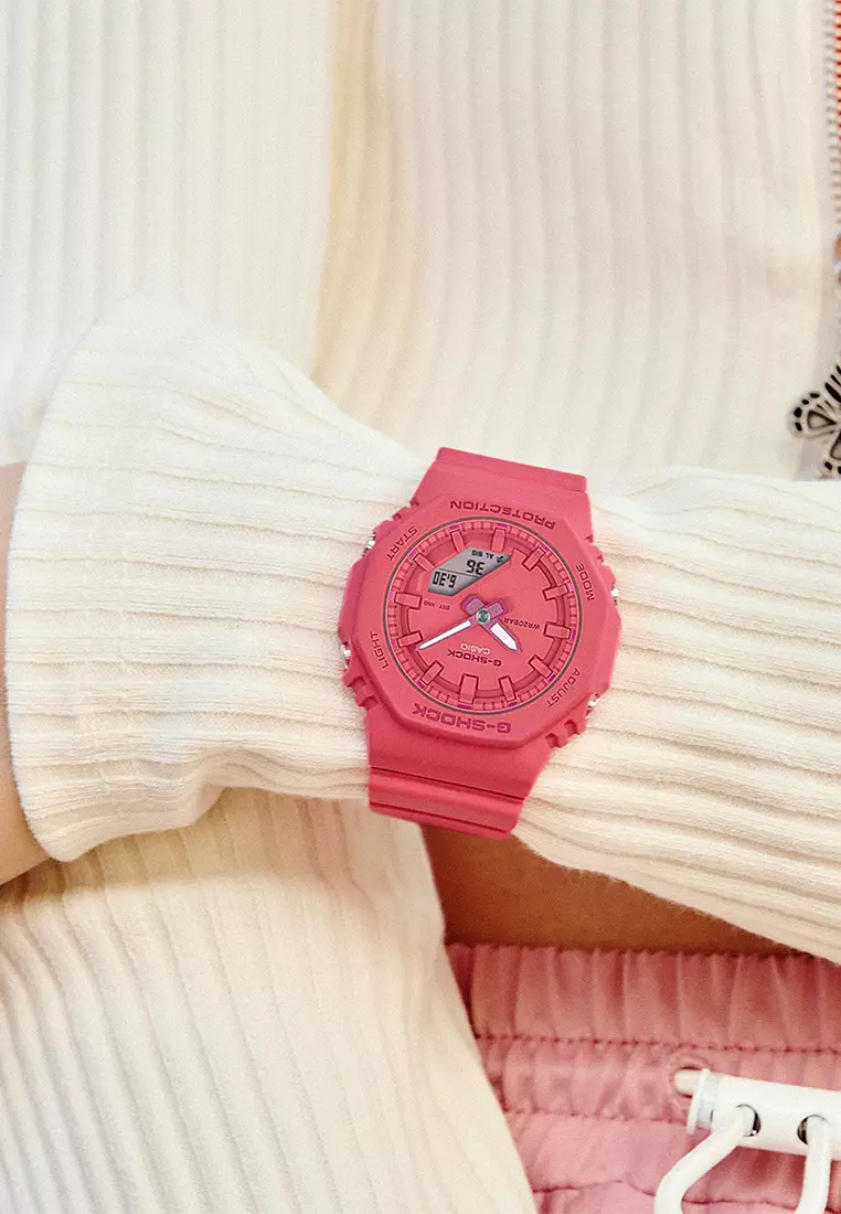Jam Tangan Analog Digital Wanita Casio G-Shock - Pink Resin Strap - GMA-P2100-4A