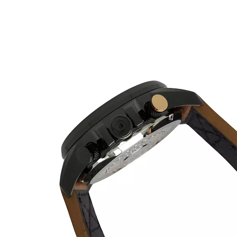 Jam Tangan Pria AVI-8 Hawker Harrier II AV-4065-03 Matador Chronograph Men Black Dial Dark Brown Leather Strap