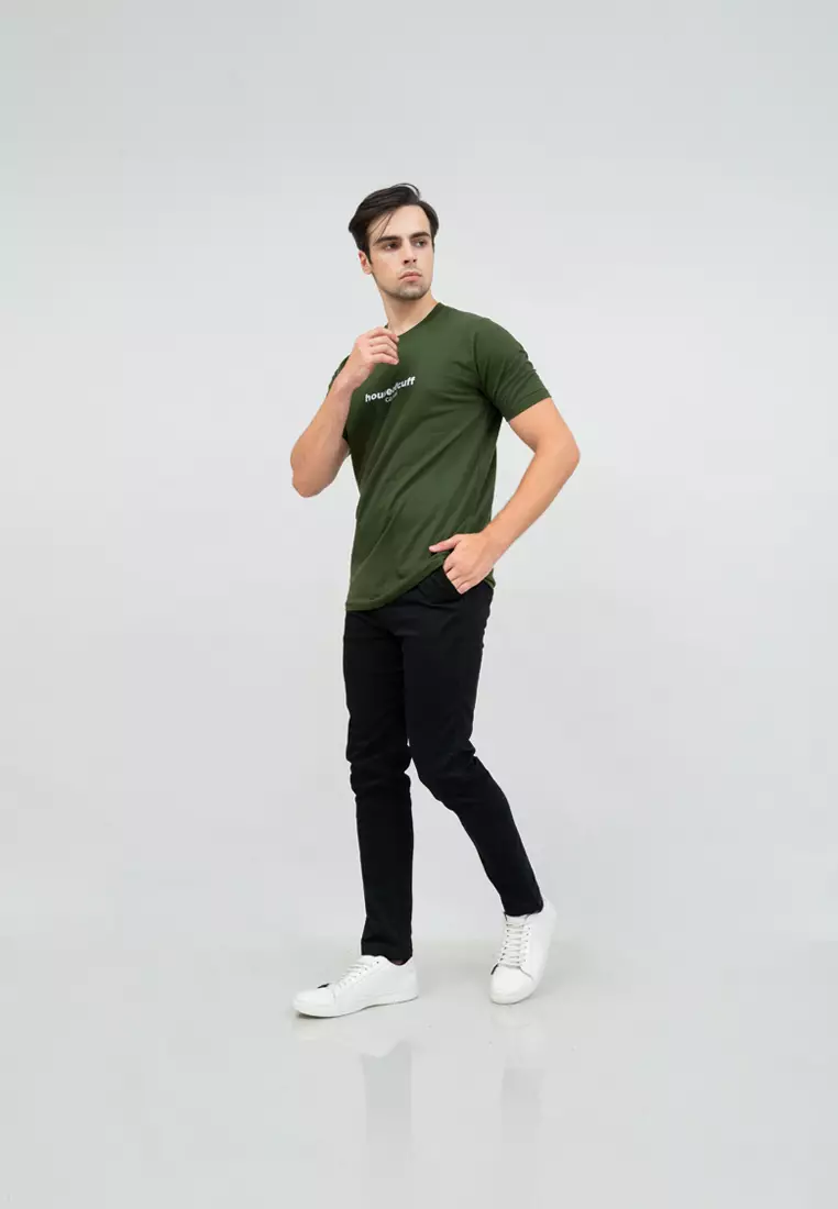 kaos pria lengan pendek california hijau army size jumbo houseofcuff