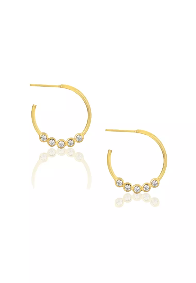 Vermeil Crystal Midi Hoop Earrings