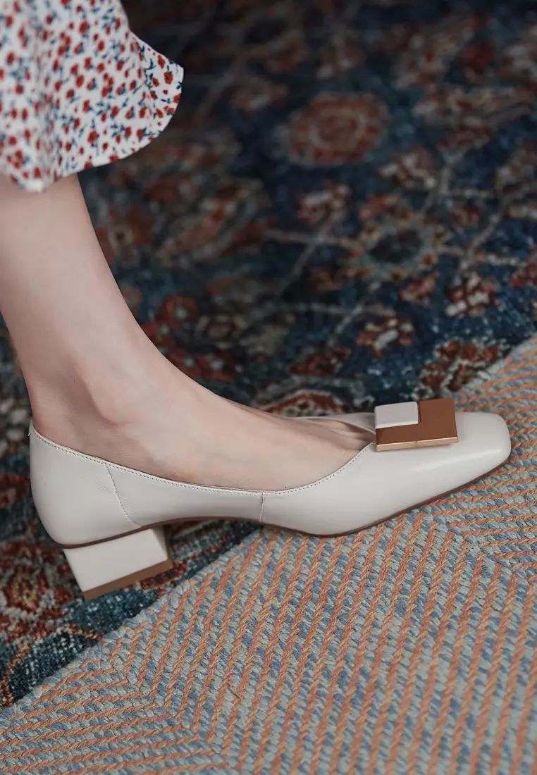 Square Buckle Lamb Leather Pumps BSH1012511