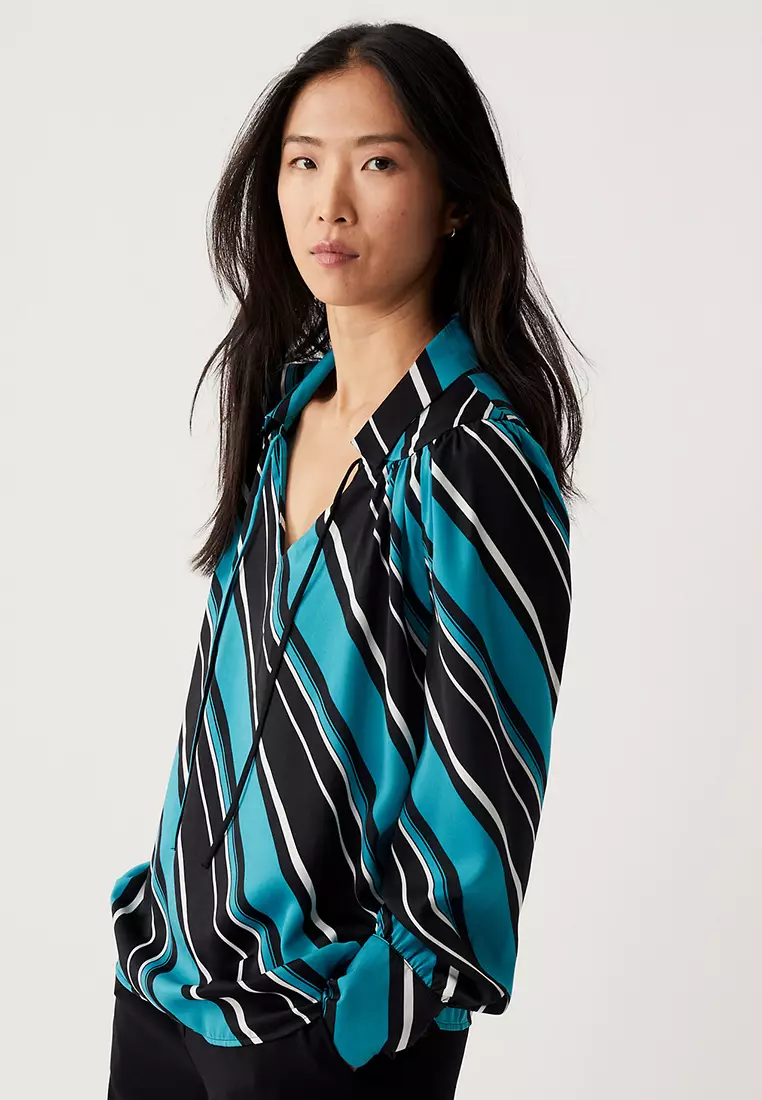 marks and spencer tie neck blouse