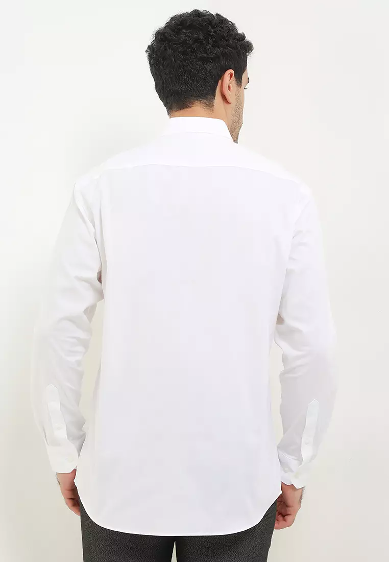 Kemeja Lengan Panjang Ethan White Soft Ivory - White Smart Casual