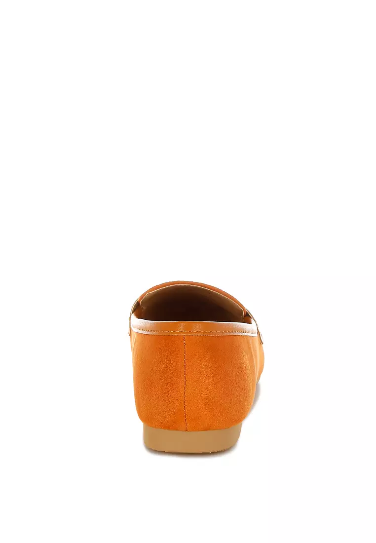 Penny Strap Studded Loafers In Tan