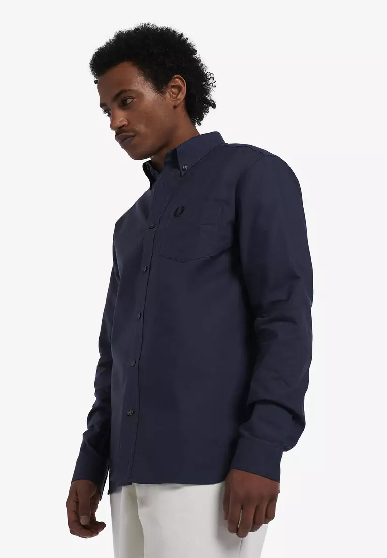 Fred perry short best sale sleeve oxford shirt navy