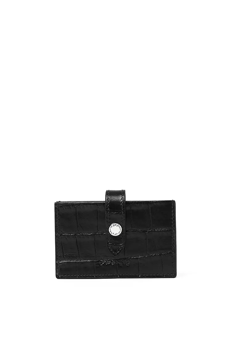 Multiple Card Holder - Croc-Embossed Black