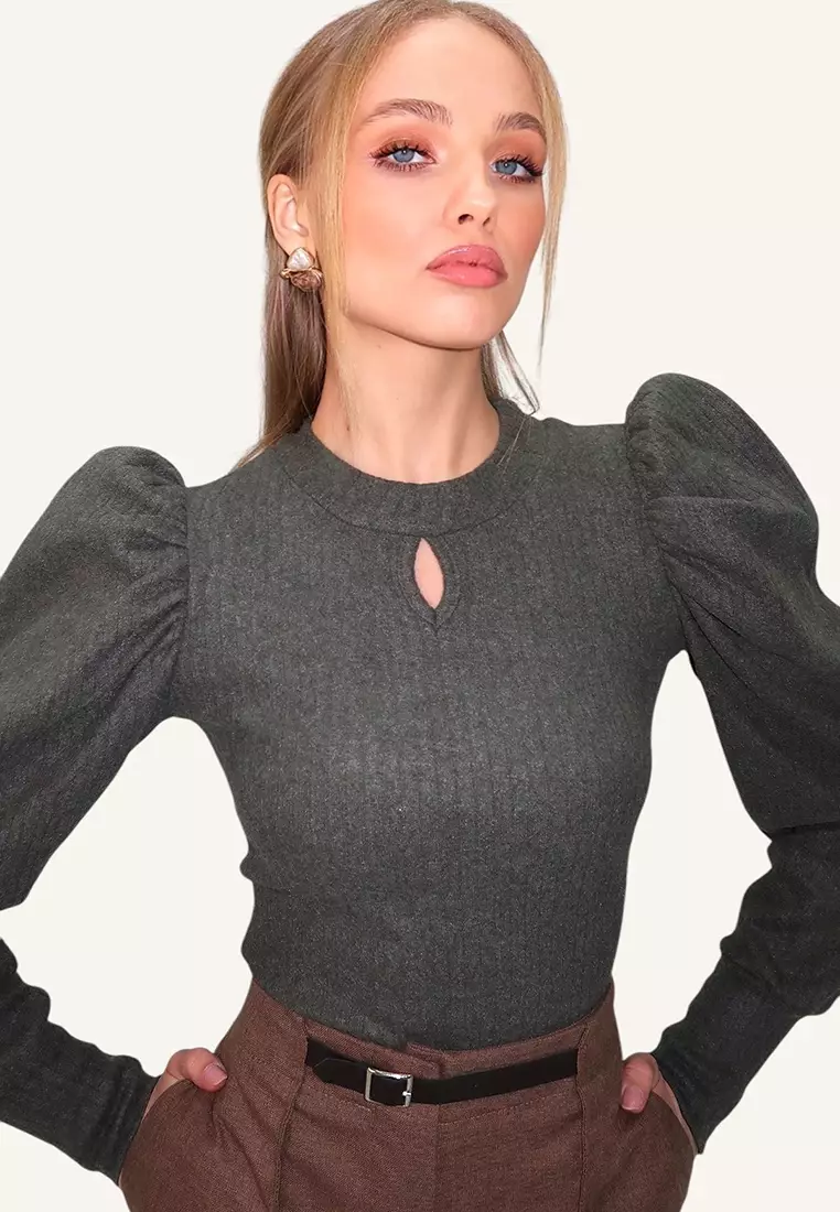 Long Puff Sleeves Top