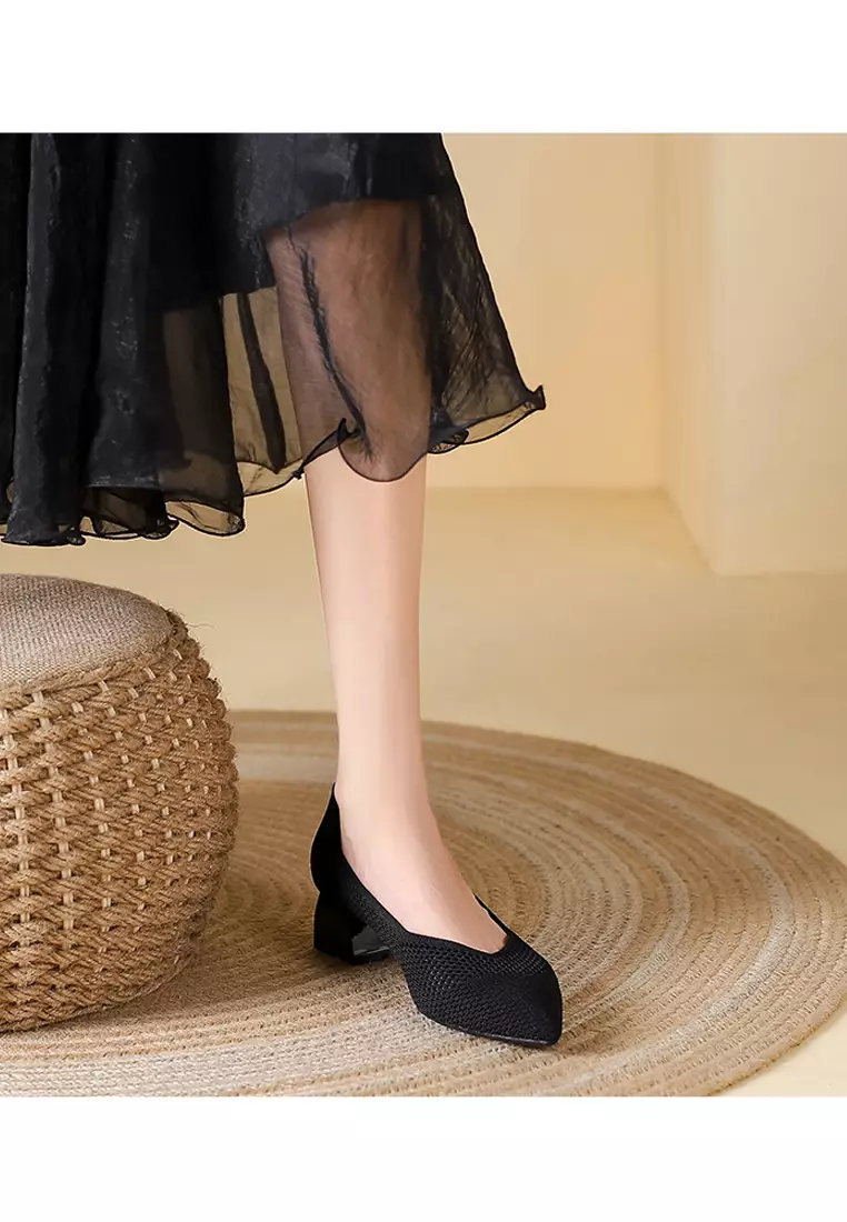 4CM Pointy Hollowed Flyknit Pumps XSN6818
