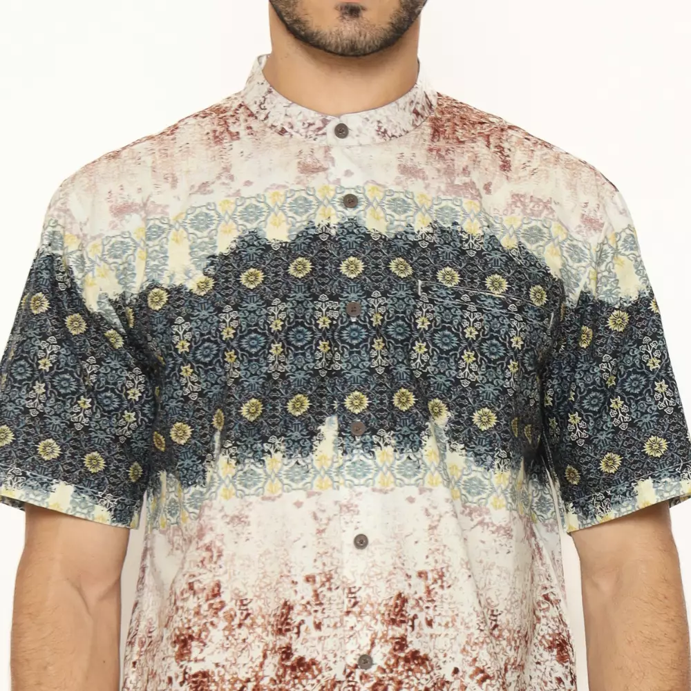 AMK Baju Koko Pria Printing Lengan Pendek KK GAMMAL S/S Brown