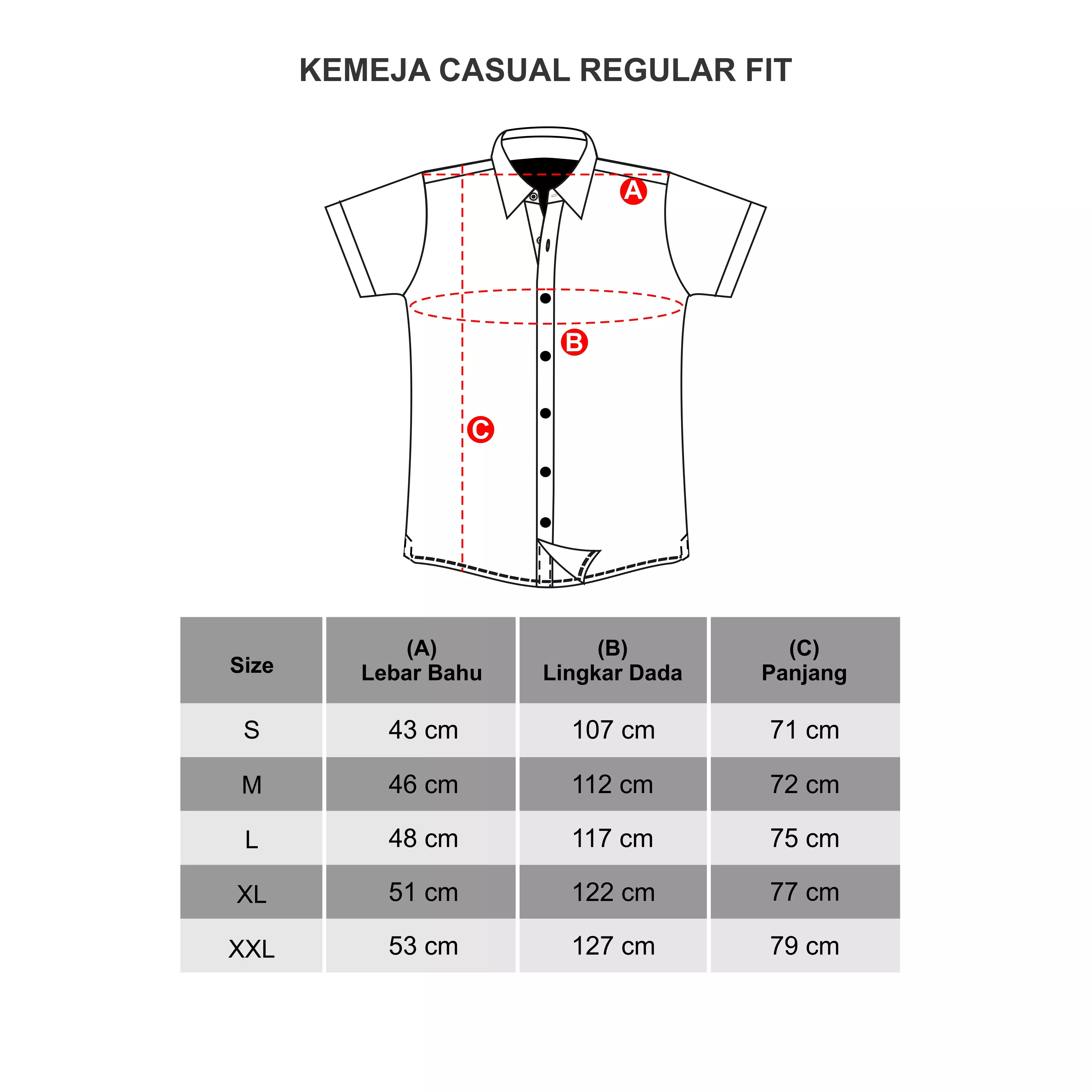 LGS - Kemeja Casual - Motif Batik - Putih - Regular Fit