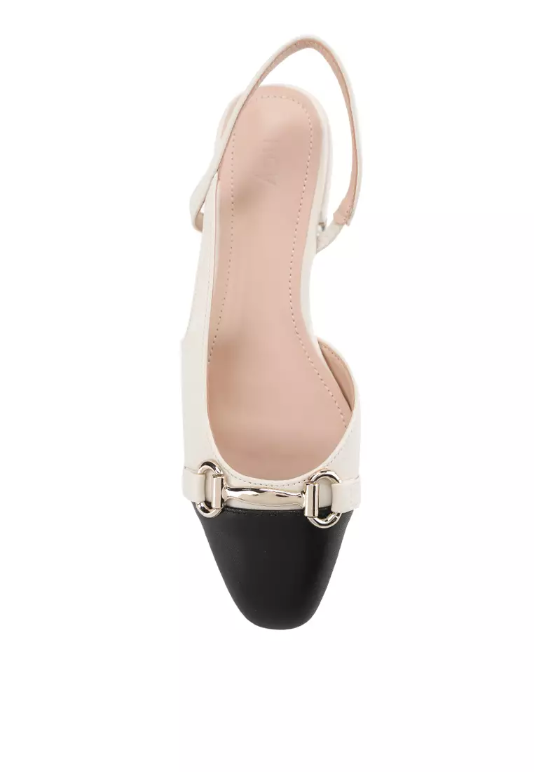 JACQUELINE J2314-6 SLINGBACK SHOES OFFWHITE/BLACK