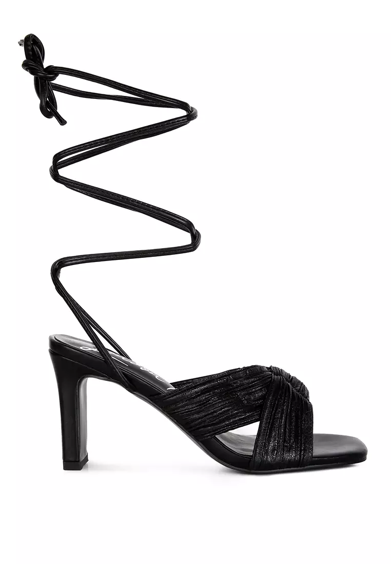 Black tie heeled sandals cheap