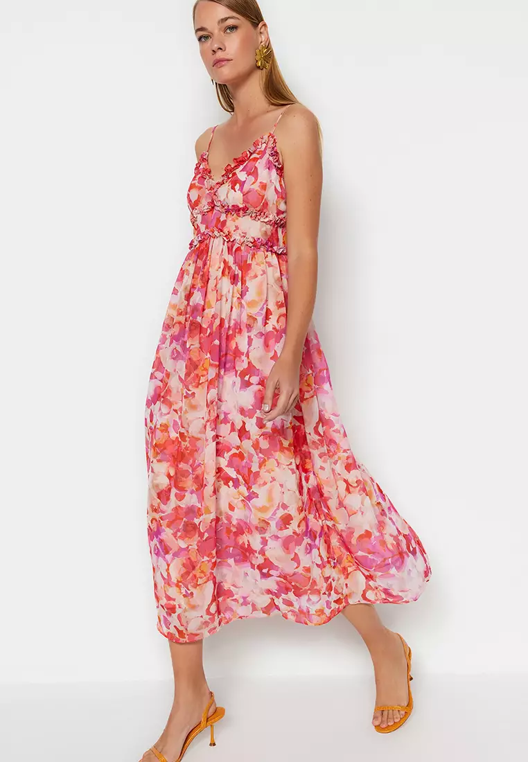 Frill Detailed Midi Dress