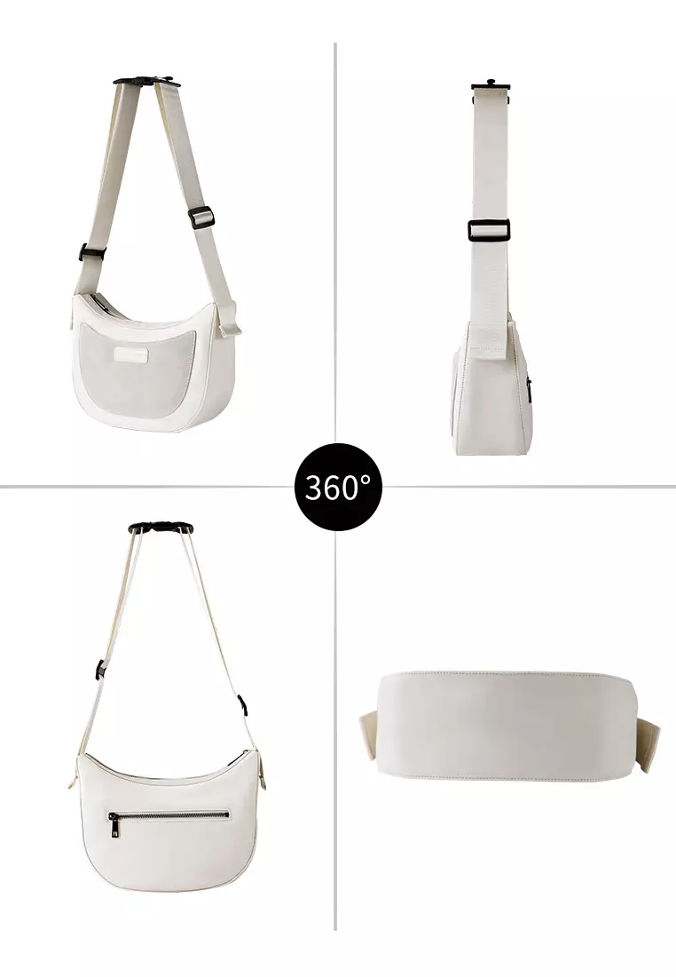 Loren 女士流浪包 單肩包 斜挎包 可調節肩帶長度 防水面料 快速拆解運動扣-白色