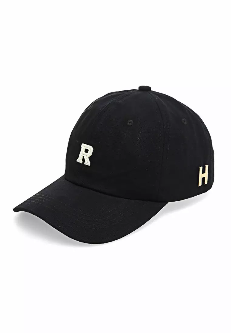 Drsh Topi Baseball Snapback Pria Wanita R Letters Emboss Adjustable Strap Material Cotton ORIGINAL - Black