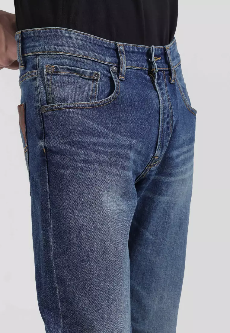 Emba Denim - Arran Celana Panjang Pria Denim Regular Fit Warna Heavy Stone Medium