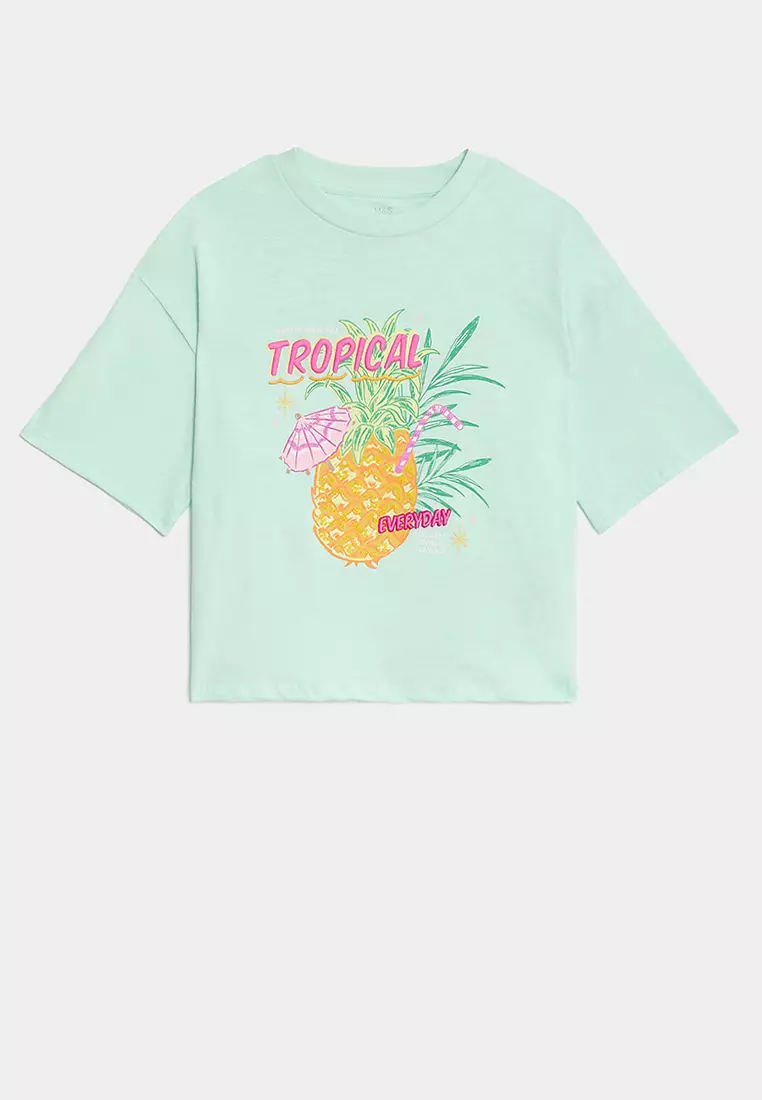 Pure Cotton Tropical Graphic T-Shirt