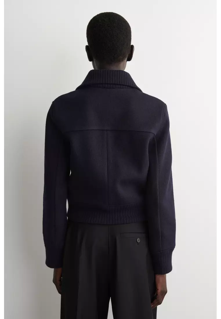 RIBBED-COLLAR BOILED MERINO WOOL JACKET