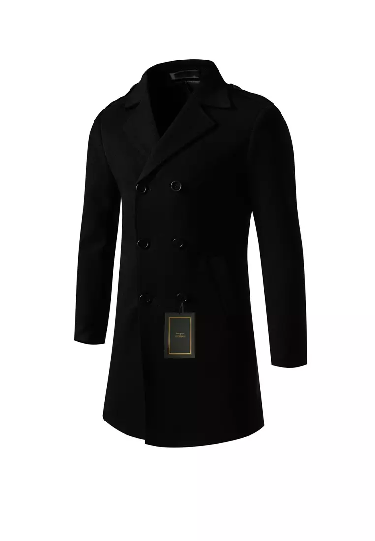 Mens black single breasted on sale coat