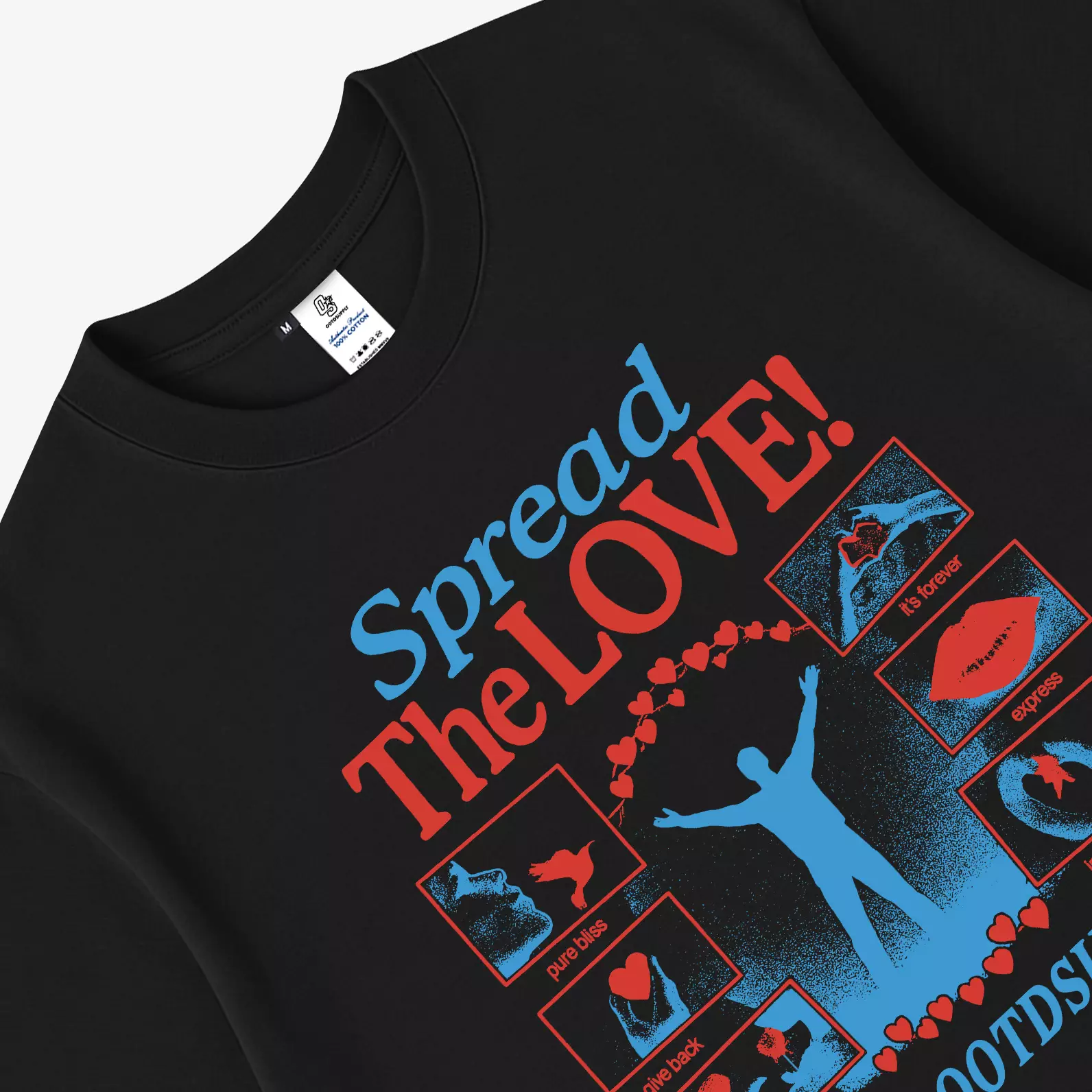 OOTDSUPPLY Heavyweight BoxyFit 16s Spread Love Black Tshirt Boxy I Kaos Boxy 16s I OVZ-BX16S-009