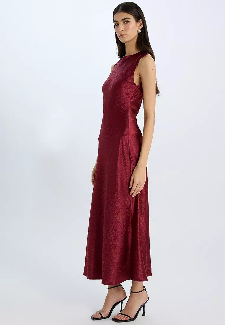 Satin Sleeveless Midi Dress