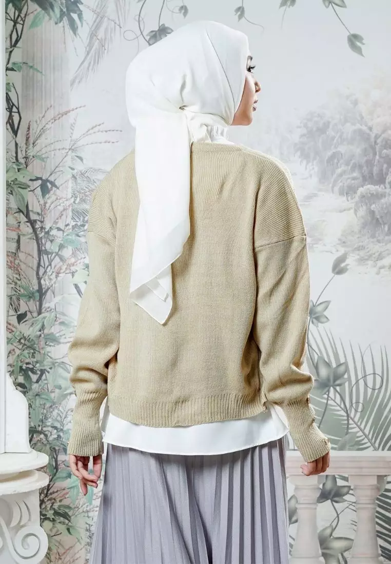 CELY Blouse Sleeveless Offwhite - Atasan Wanita Wudhu Friendly - Bahan Soft Polyester