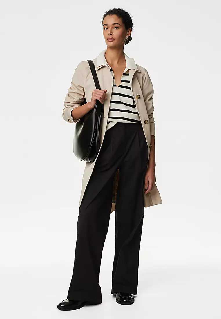 Cotton Rich Cargo High Waisted Trousers