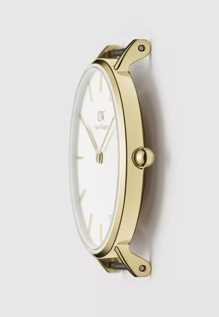 Petite Evergold White 36mm Watch Mesh strap White dial Gold Unisex watch Watch for women and men DW