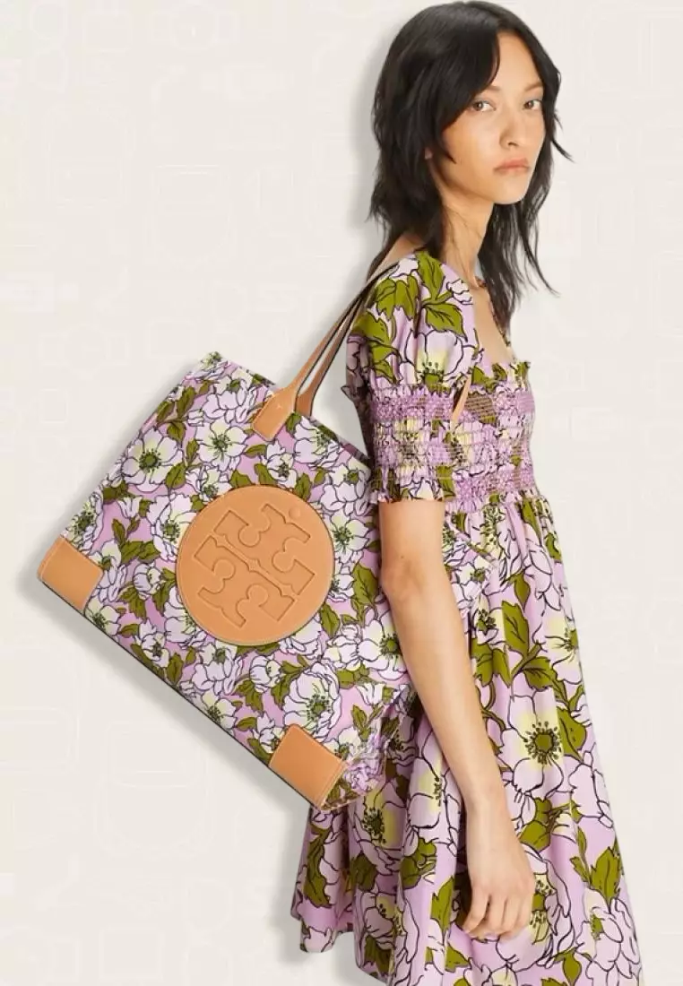 Tory Burch Ella Printed Tote Aster Pink Flower