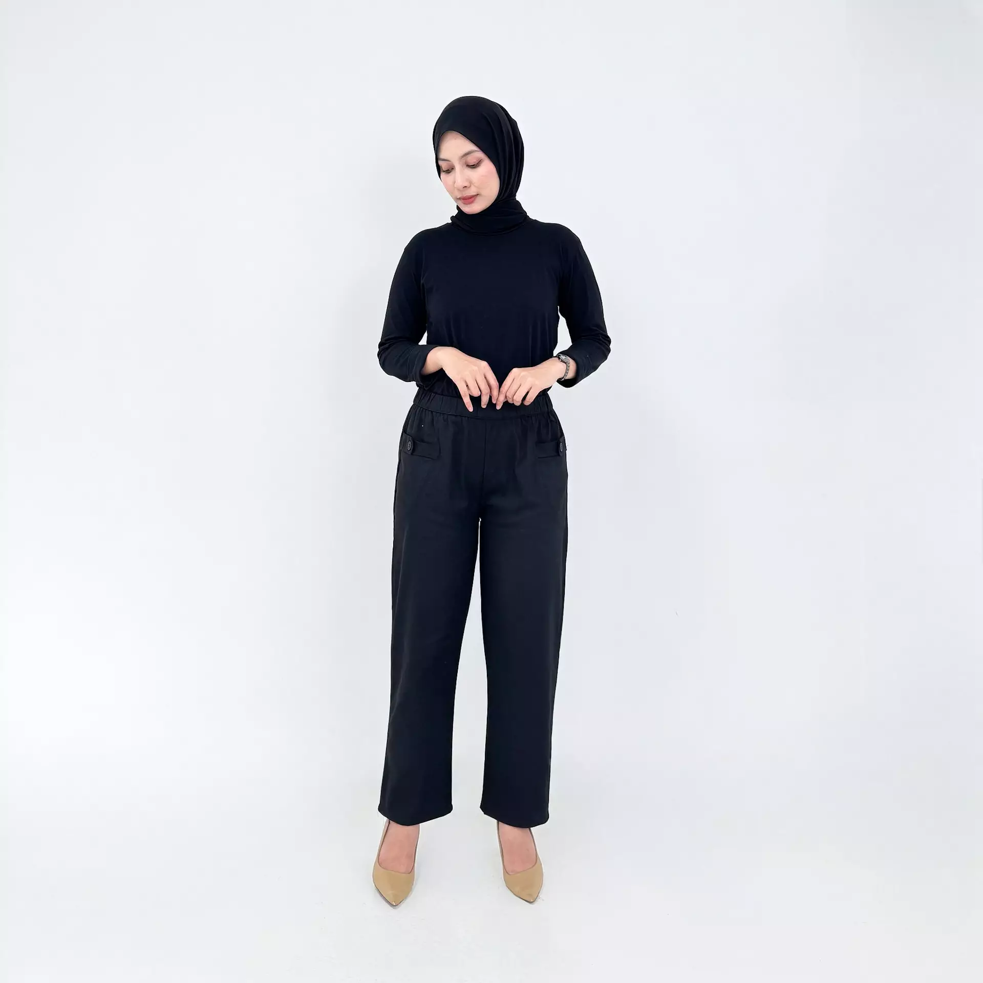 Mia Twill Baggy Pants - Celana Panjang Wanita Polos HITAM