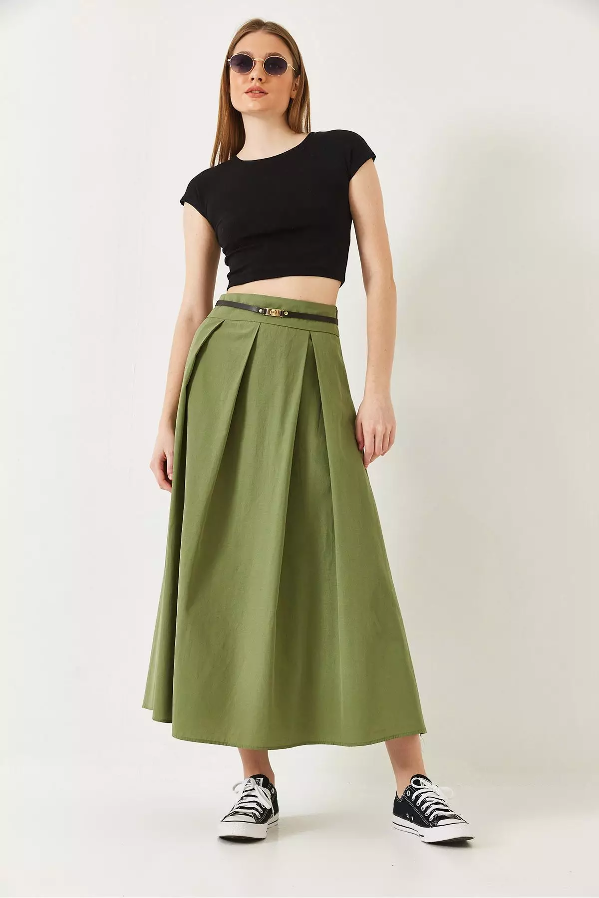 Women's Belted Flared Skirt 5000 60261278