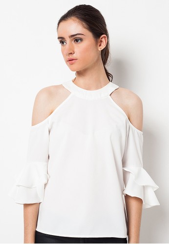 Cold Shoulder with Double Bell White