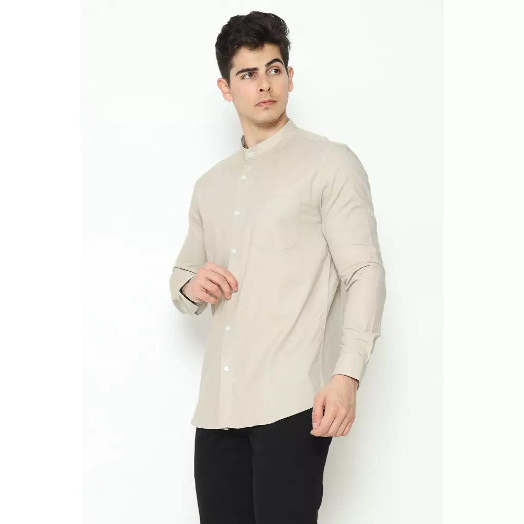 MAGINOT Kemeja Pria KOKO Basic Polos Lengan Panjang SAND