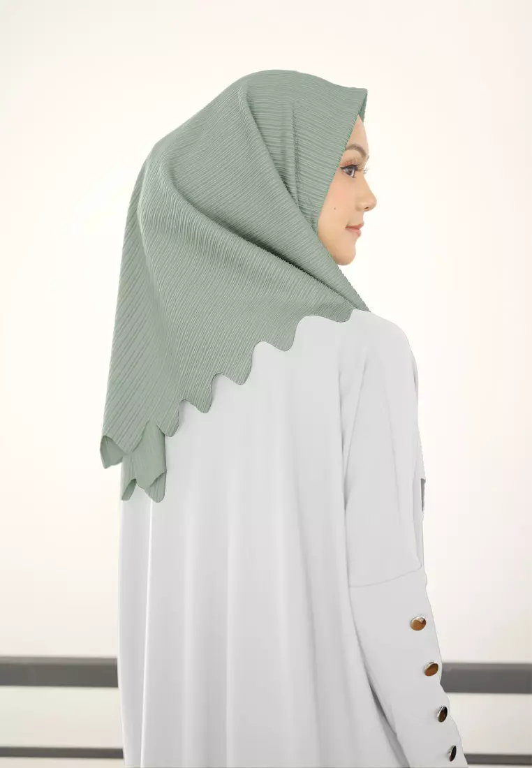 Cotton Bee - Marsha Instan Lasercut (Bergo Tekstur) - Granite Green