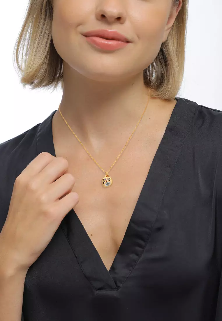 Kalung Perhiasan Perak 925 Wanita Sapphire Tanzanite Moonstone Gold Plated