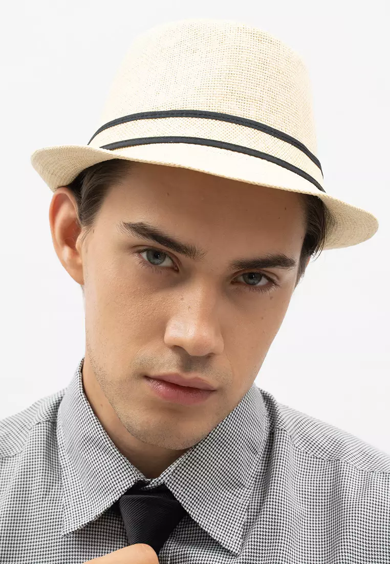 Houseofcuff Topi Fedora Cowboy Hat Fedora Ratan Cream