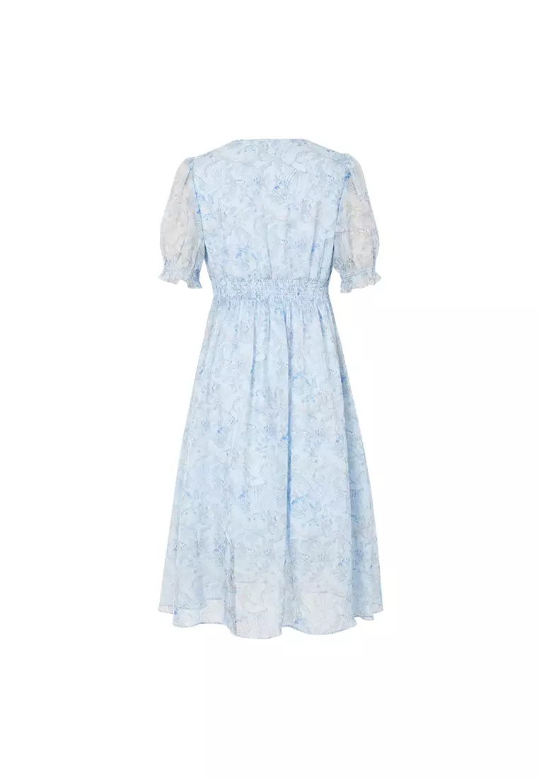 Summer Puff Sleeve V-Neck Floral Dress