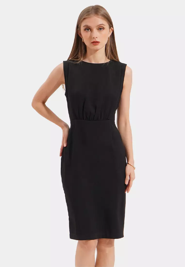 Buy ForMe Sleeveless Sheath Dress with Pintuck Detail 2024 Online