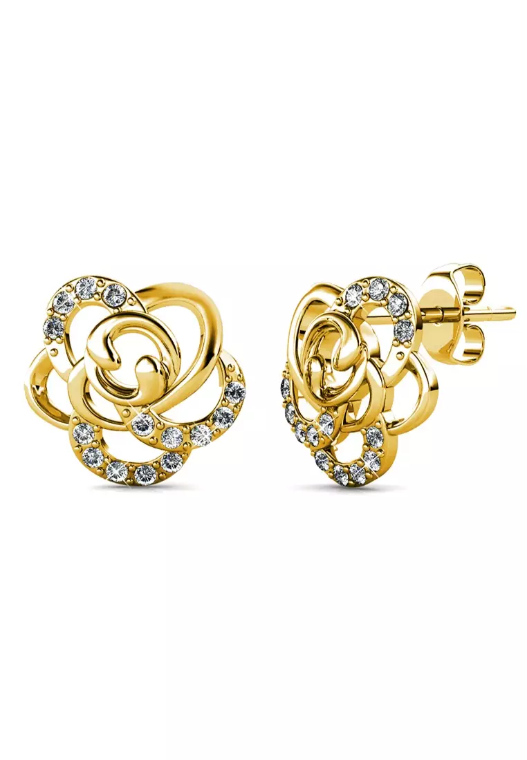 Bloom Gold Stud Earrings Embellished with SWAROVSKI®  crystals