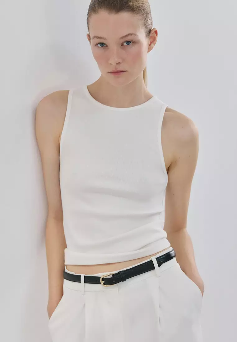 Buy Mango Ribbed Cotton-Blend Top 2026 Online | ZALORA