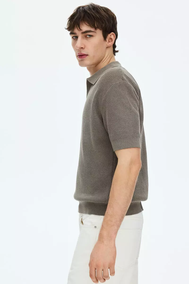 Regular Fit Cable-knit polo shirt