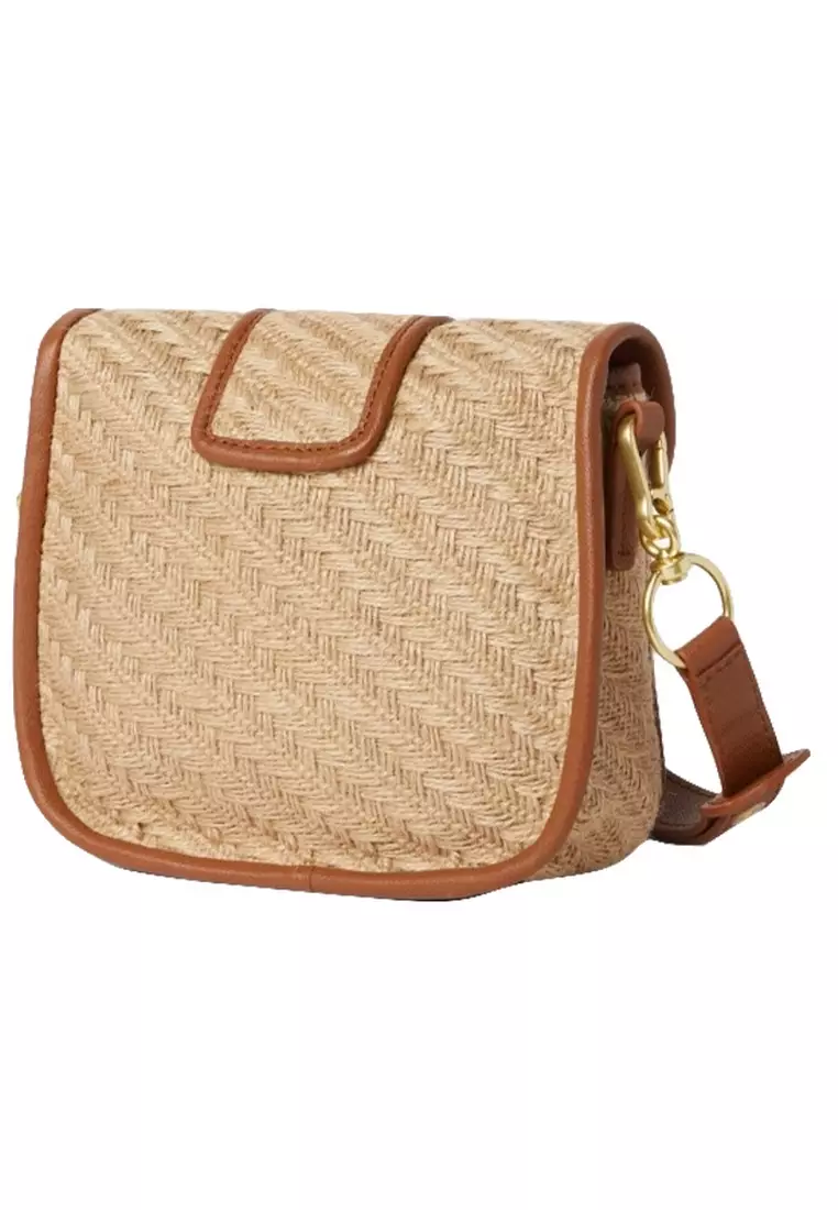 Saddie in Natural Jute Shoulder Bag for Women in Caramelo