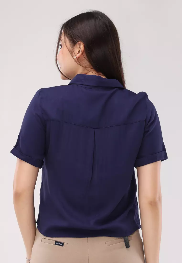 Single Twill Woven Short Sleeves Blouse