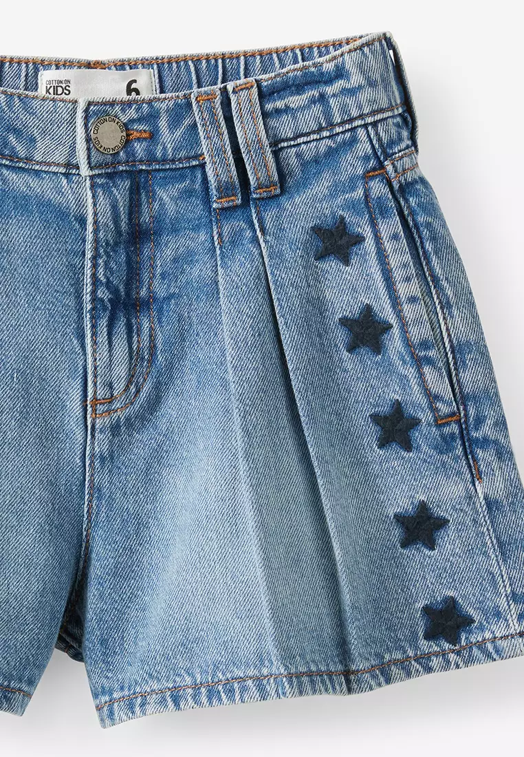 Sarai Pleat Front Denim Shorts