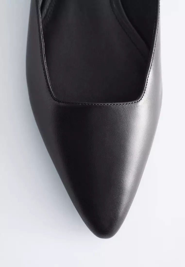 Leather Cross-Strap Ballet Flats