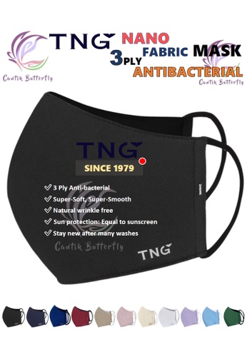 Cantik Butterfly black TNG 3 Ply Antibacterial Nano Fabric Mask Reusable (Black) Set of 5 09552ESD6B4D5EGS_1