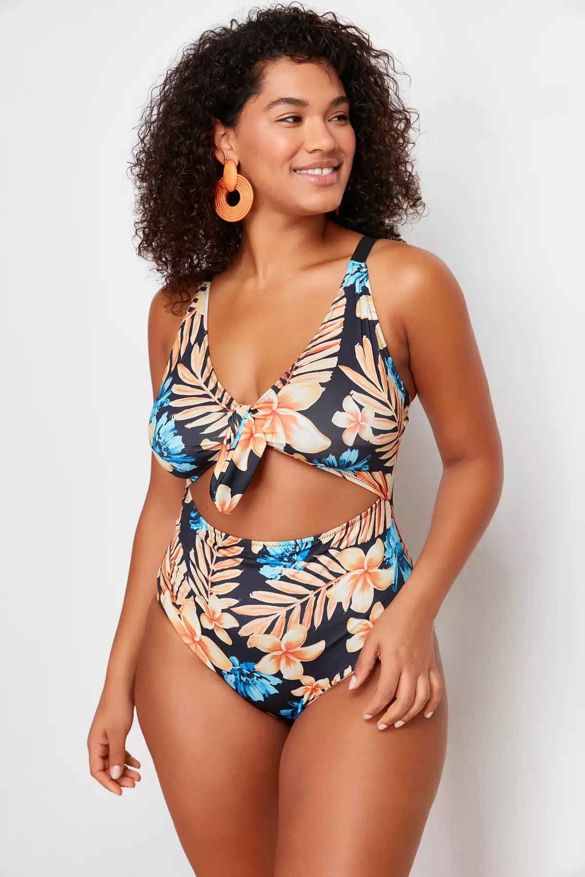Buy Trendyol Blue Tropical Plus Size Swimsuit 2025 Online ZALORA