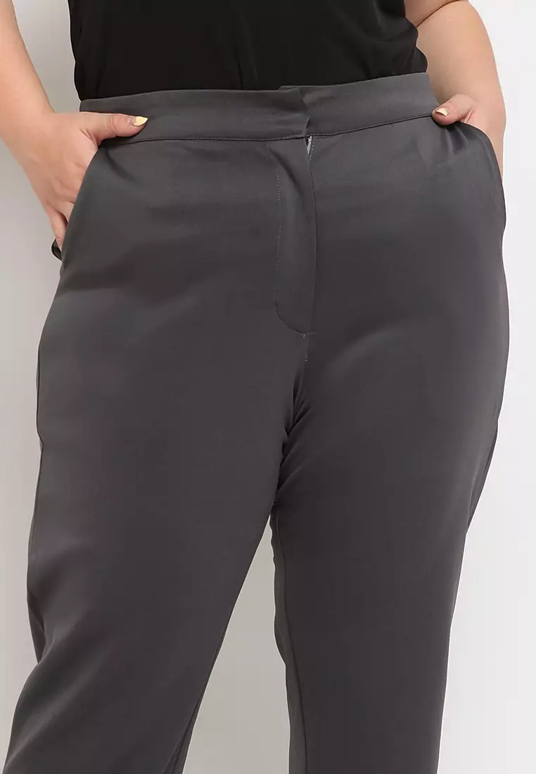 Plus Size Pants Regular Fit Anais Dark Grey
