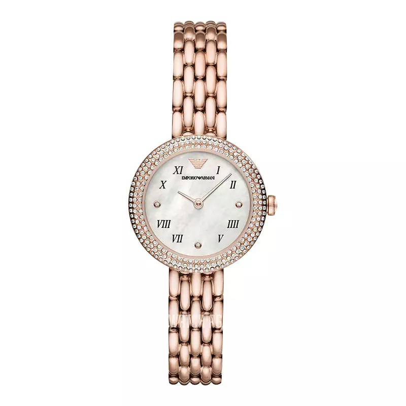 Jam Tangan Wanita Emporio Armani AR11355 Ladies Mother Of Pearl Dial Rose Gold Stainless Steel Strap