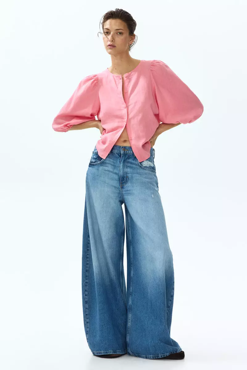Linen-blend blouse